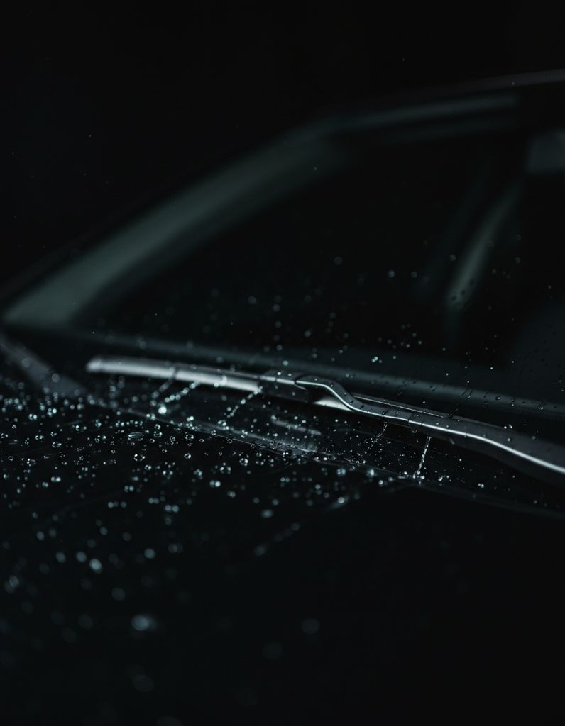 Rain standing as tight beads on a ceramic coated windscreen